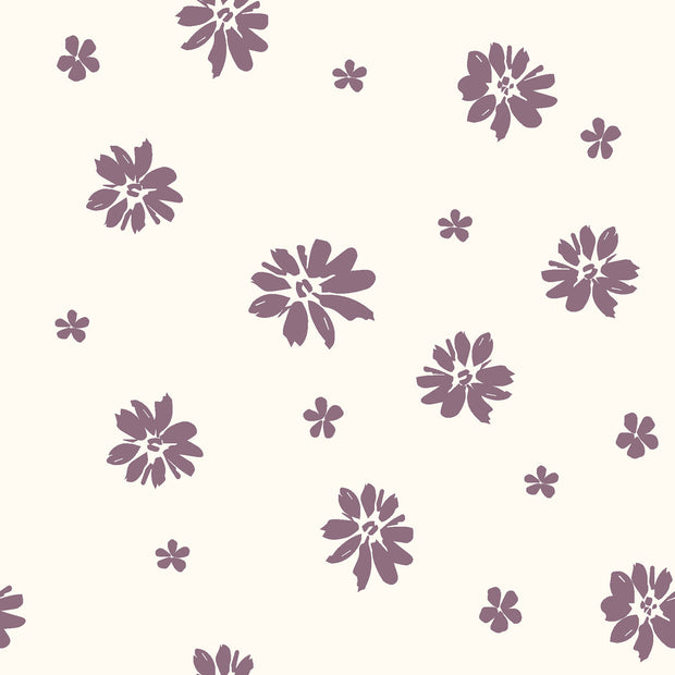 Jersey stof Bloemen Gebroken wit
