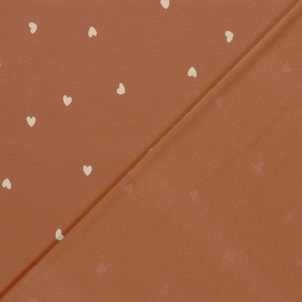 Rib Jersey fabric Hearts printed 