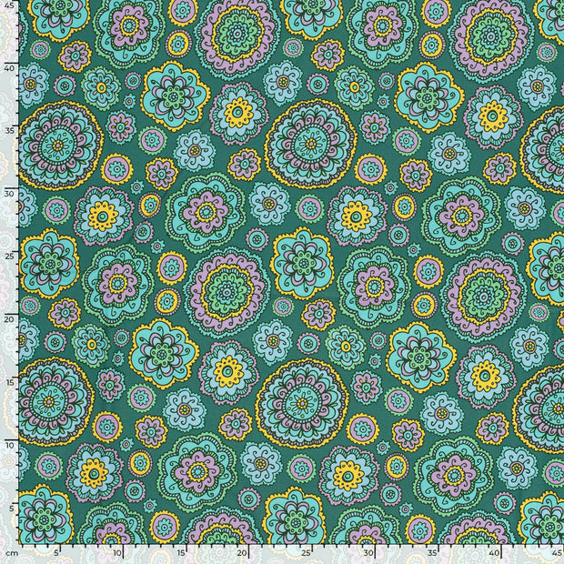 Softshell fabric Flowers digital printed 