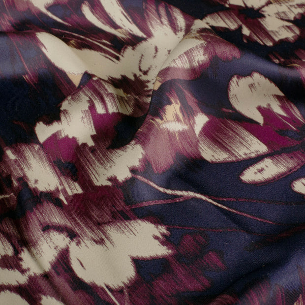 Satin Duchesse fabrik Blumen Marine