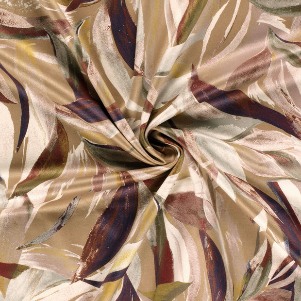 Suede leather fabric Camel printed 