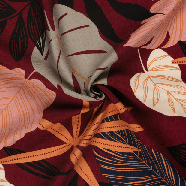 Viscose Nylon Ottoman tissu Bordeaux imprimé 