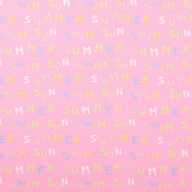 Jersey fabric Writings Light Pink