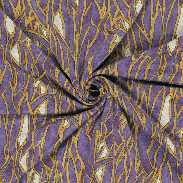 Poly Viscose Jersey fabric Purple discharge printed 