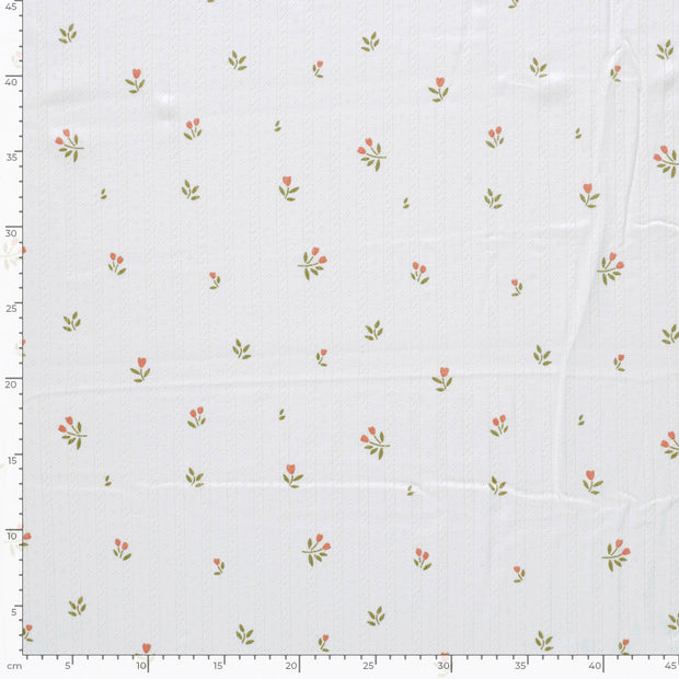 Pinpoint fabric Flowers Off White