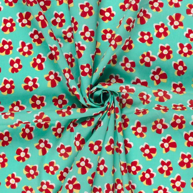 Cotton Satin fabric Petrol printed 