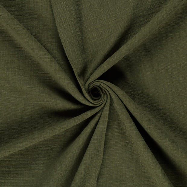Muselina tela Verde caqui slub 
