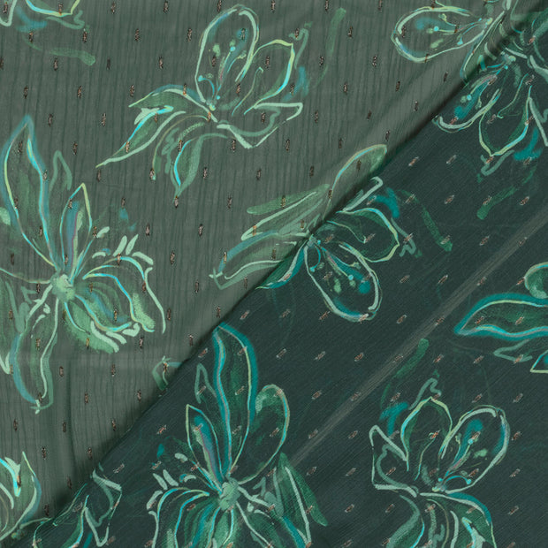 Chiffon fabric Glitter digital printed 