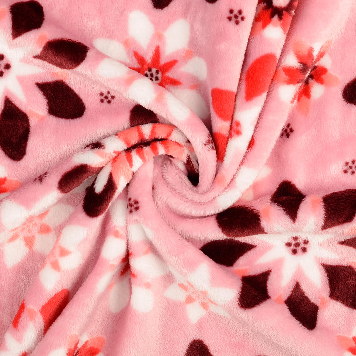 Pink Fleece Patterned Fleece fabric Flowers Pink | Wholesale fabrics | Nooteboom Textiles