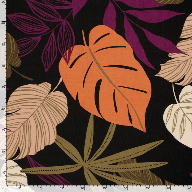 Viscose Nylon Ottoman stof Bloemen Brique