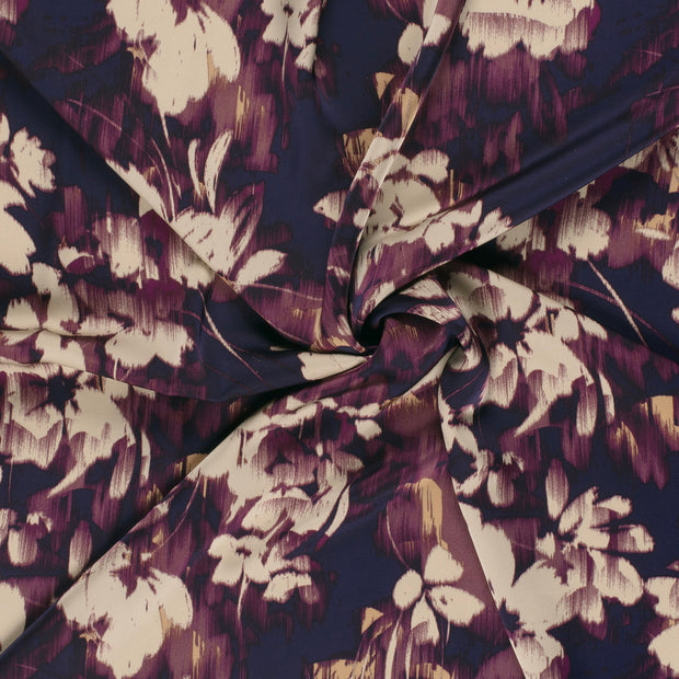 Satin Duchesse fabrik Marine bedruckt 