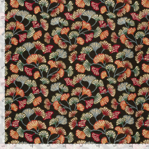 Gobelin stof Bladeren Zwart