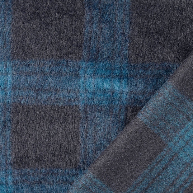 Mantel Wool Touch fabric Navy embroidered 