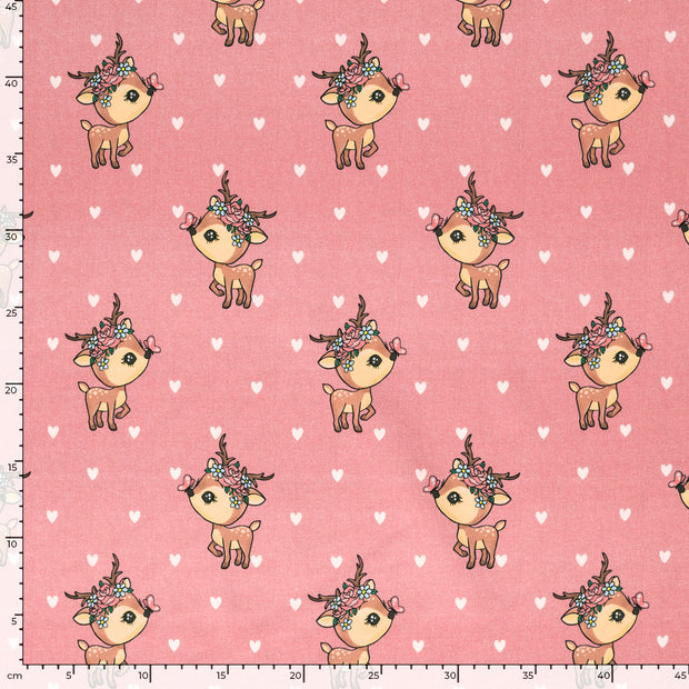 French Terry fabric Deer Old Pink