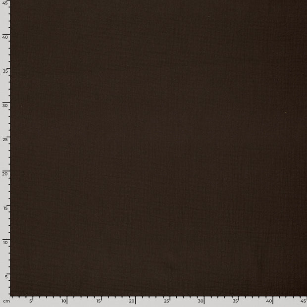 Mousseline extra breed stof Effen Donkerbruin