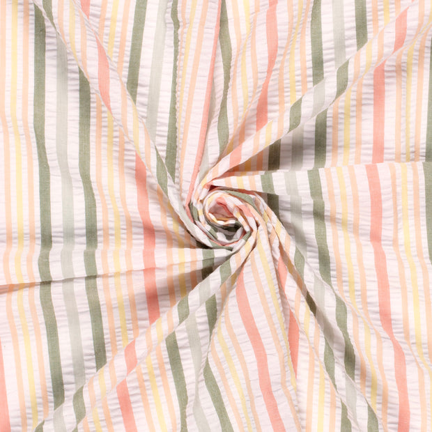 Seersucker fabric Khaki Green 
