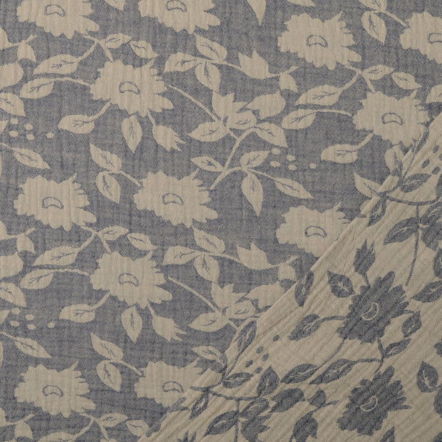 Musselin fabrik Indigoblau Jacquard 