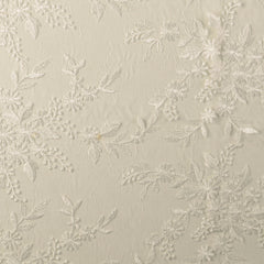Lace embroidered with border Flowers White