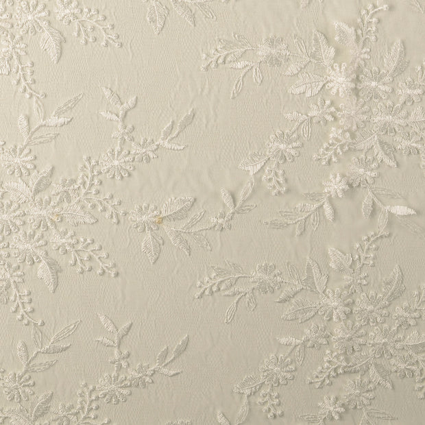 Dentelle tissu fleurs Blanc
