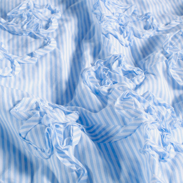 Popeline de Coton tissu rayures Bleu clair
