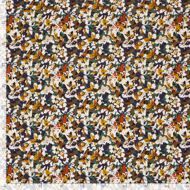 Viscosa Poplin tela Flores Petróleo