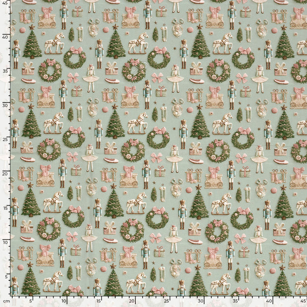 Katoen Poplin stof Kerstmis Mint