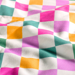 French Terry digital printed Checks Pink