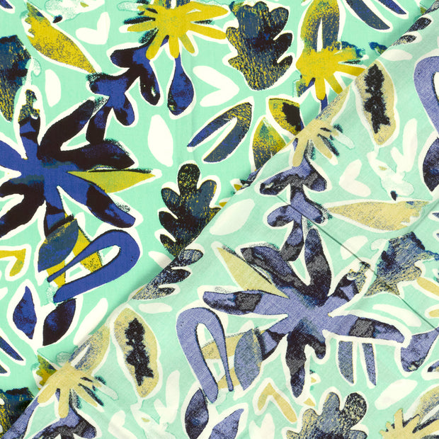 Popeline de Viscose tissu fleurs imprimé numérique 