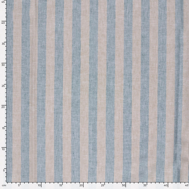 Lin tissu rayures Bleu Canard