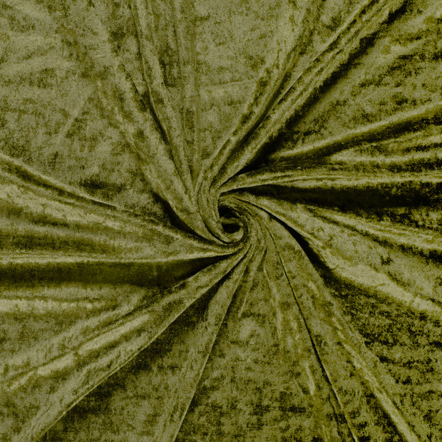 Velours fabric Khaki Green crushed 