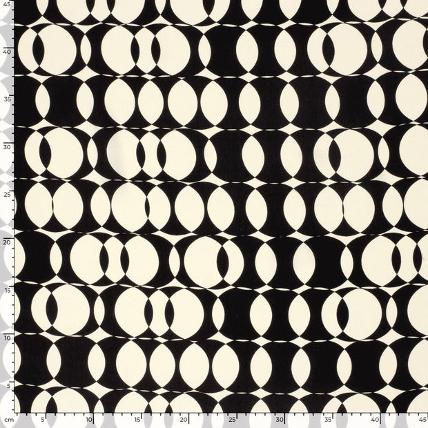 Popeline de Viscose tissu cercles Noir