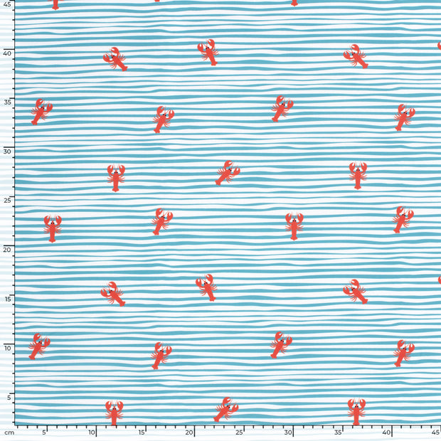 Swimwear Jersey UPF50 Recycled stof Krabben Babyblauw