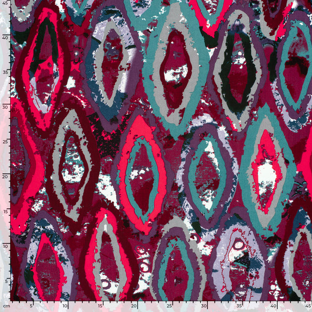 Viscose Poplin fabric Abstract Fuchsia