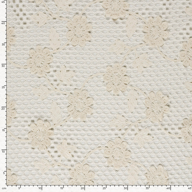  tissu fleurs Blanc cassé