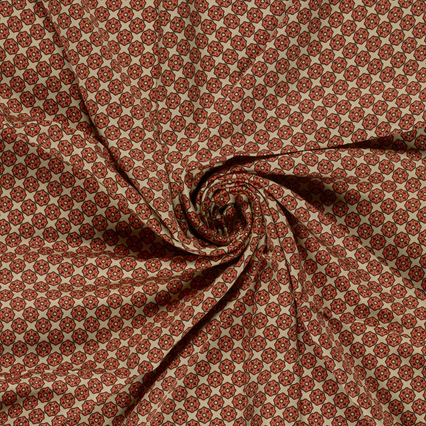 Viscose Satin fabric Dark Red printed 