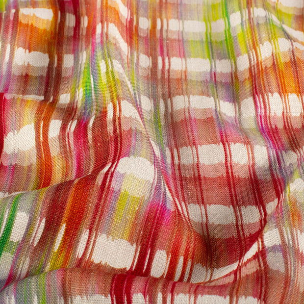 Woven Viscose Linen fabric Abstract White