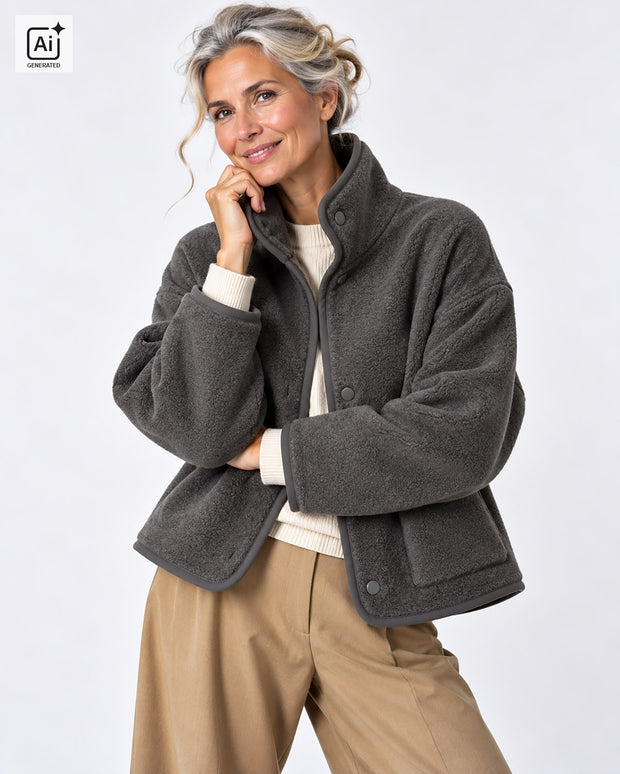 Fleece fabrik Melange Dunkelgrau