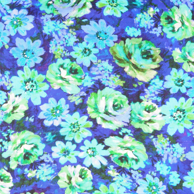 Viscose Satin fabrik Blumen Königsblau