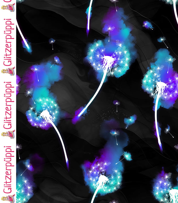 Jogging fabric Dandelions Black