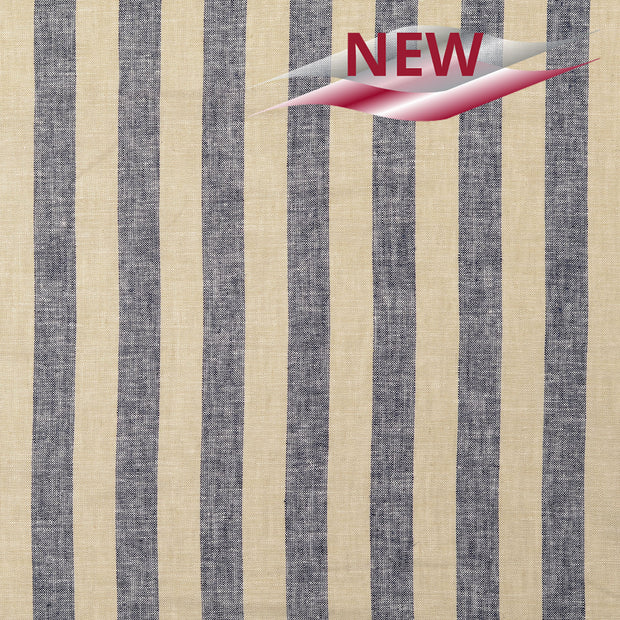 Linen fabric Stripes Black