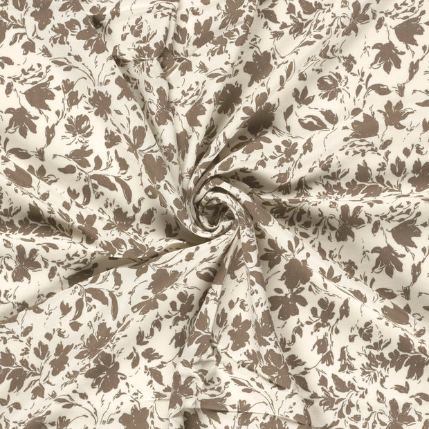 Bamboo Poplin fabric Brown printed 