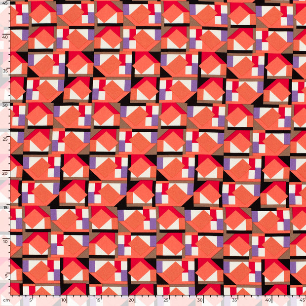 Viscose Satin fabrik Abstrakt Coral