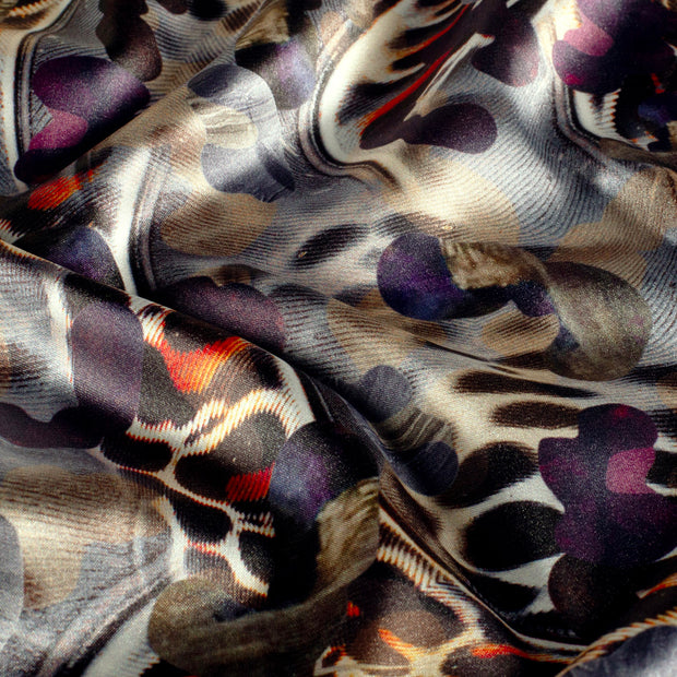 Satin fabric Abstract Aubergine