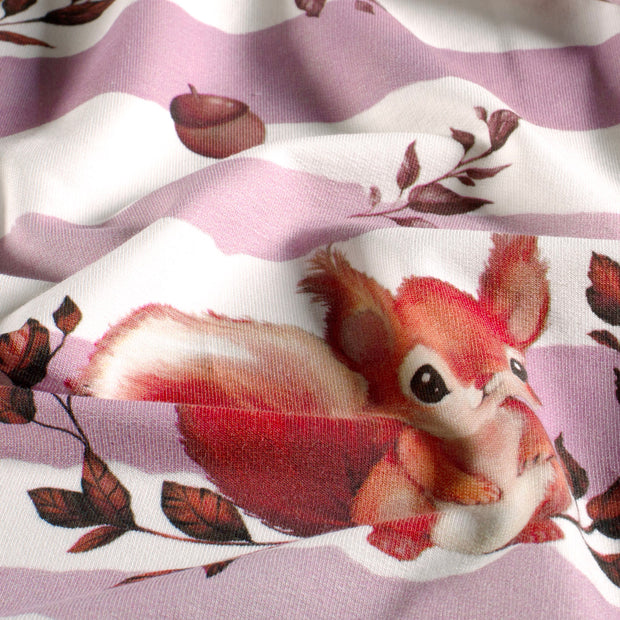 French Terry fabric Squirrel Old Pink