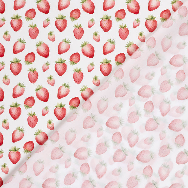 Algodón Popelina tela Fresas 