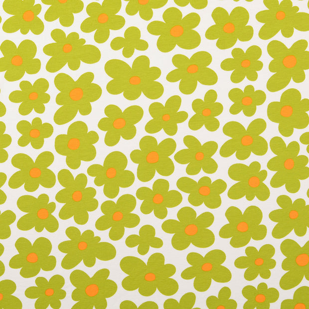 Jersey fabric Flowers Green