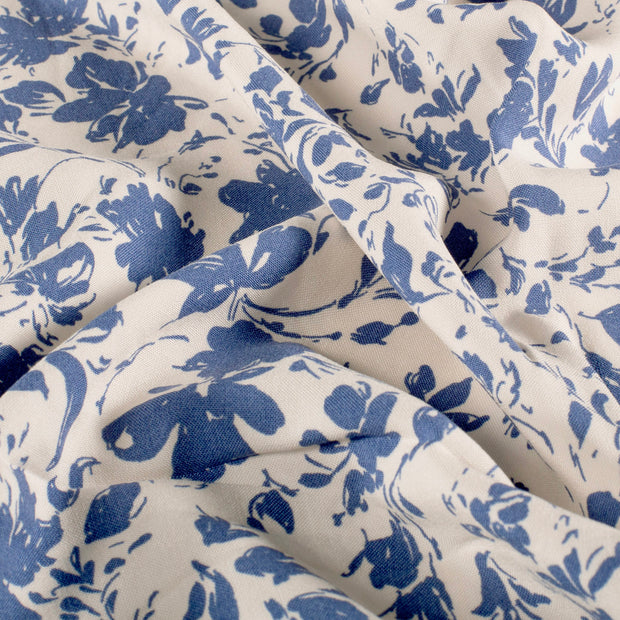 Bambus Poplin fabrik Blumen Indigoblau