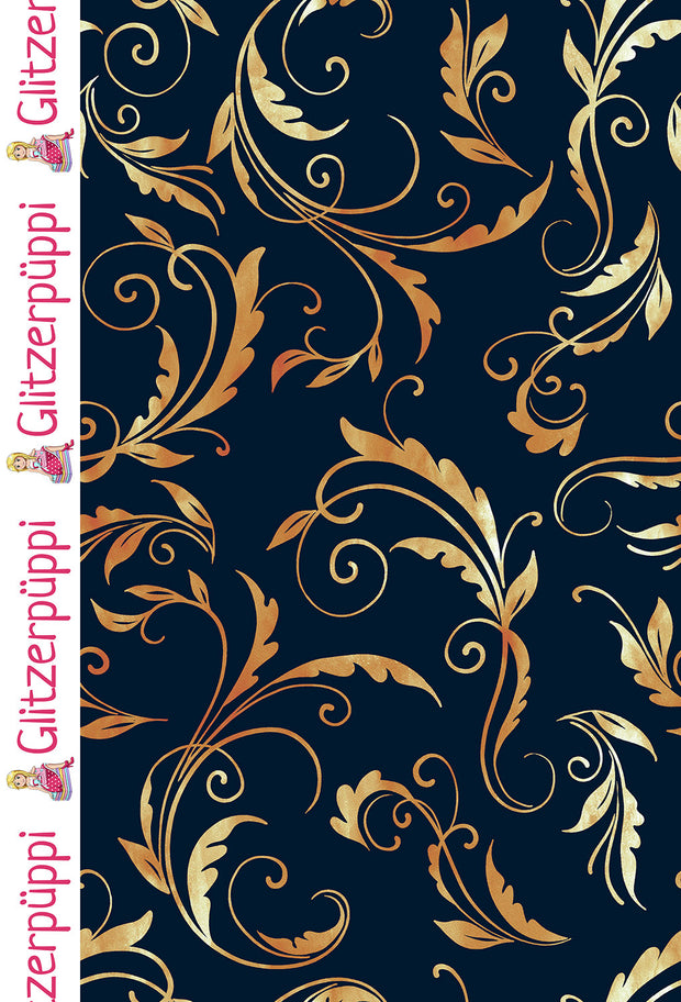 French Terry stof Ornamente Marine