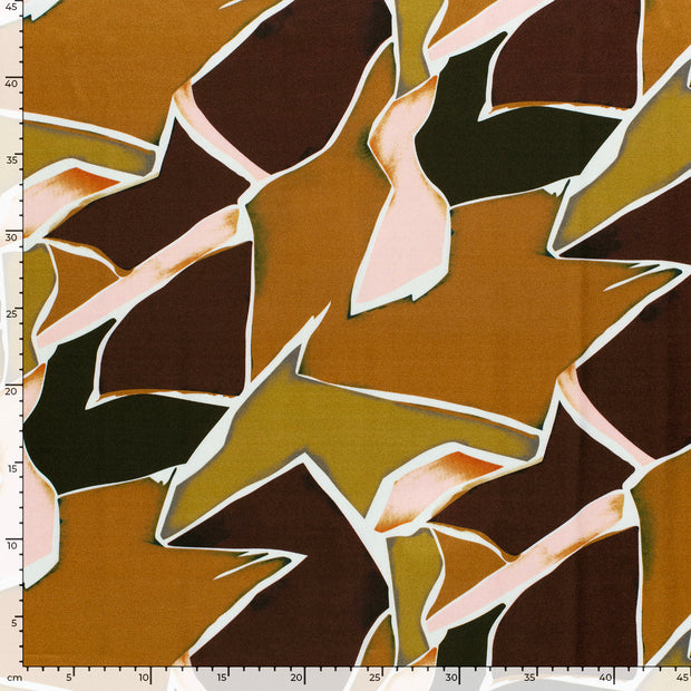 Satin fabric Abstract Dark Brown