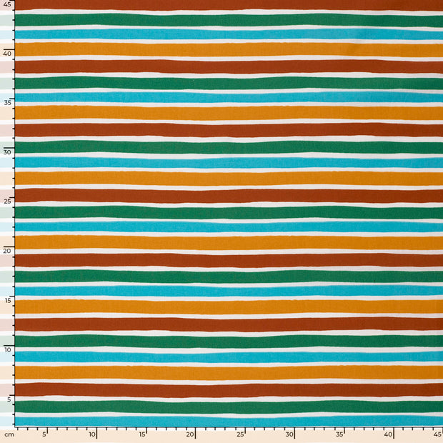 Cotton Poplin fabric Stripes Off White